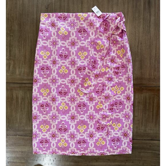 NWT Ann Taylor Pink Floral Geo Print Faux Wrap Midi Skirt Women’s Size 14 NEW - Picture 9 of 9